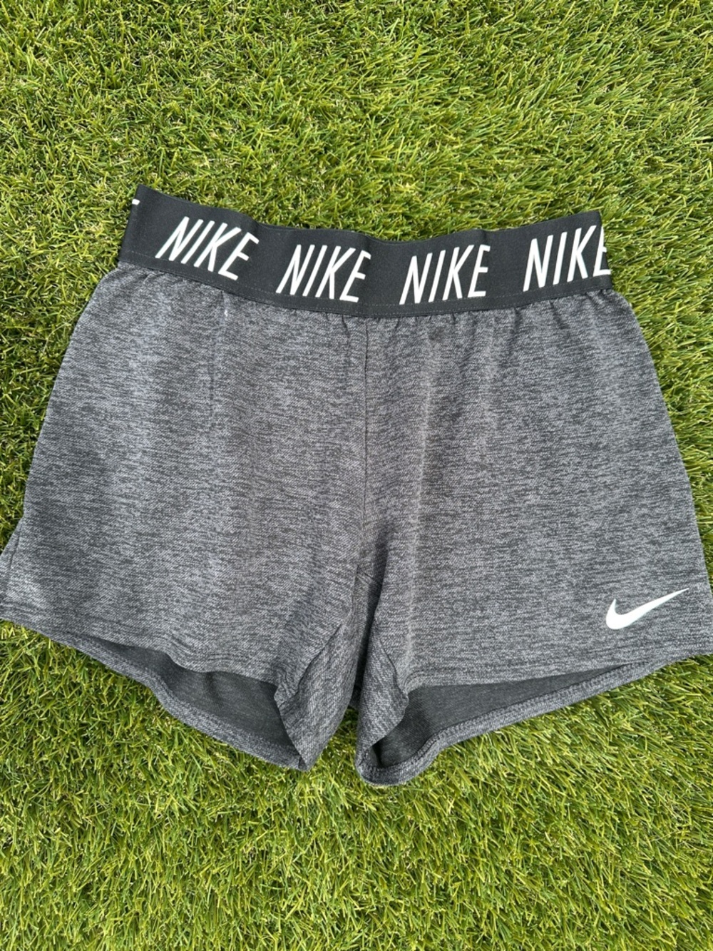 Nike Girls Heather Gray Performance Shorts with Branded Waistband